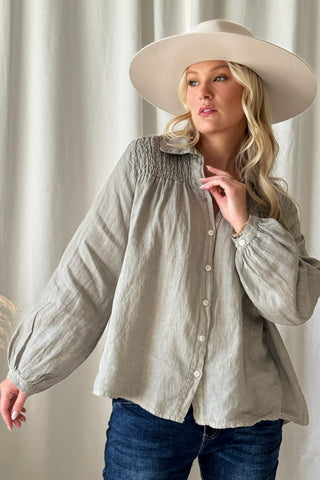 Maisie pellavapaitis, taupe