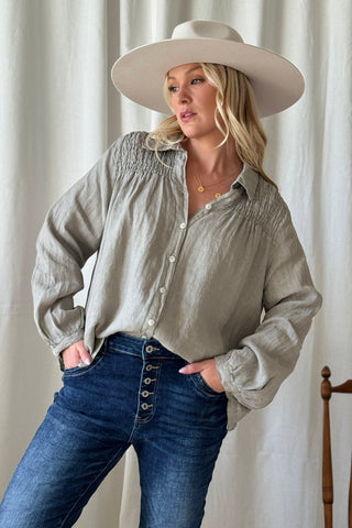 Maisie pellavapaitis, taupe