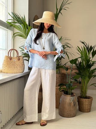 Mallorca linen pants, white