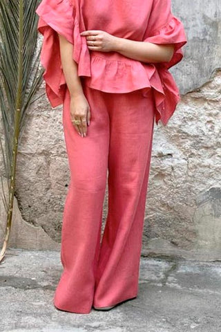 Mallorca linen pants, hibiscus