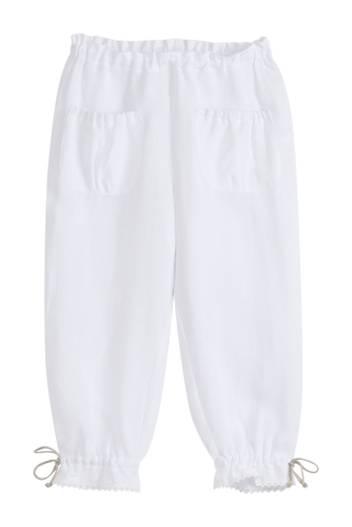 Mameluk pitsi pellavahousut, valkoinen + valkoinen pitsi