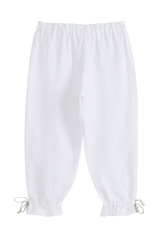 Mameluk pitsi pellavahousut, valkoinen + valkoinen pitsi