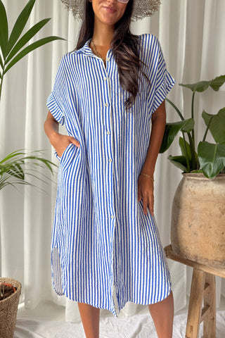 Marevia paitamekko, azul blue stripe