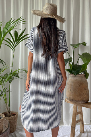 Marevia shirt dress, navy stripe