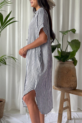 Marevia shirt dress, navy stripe