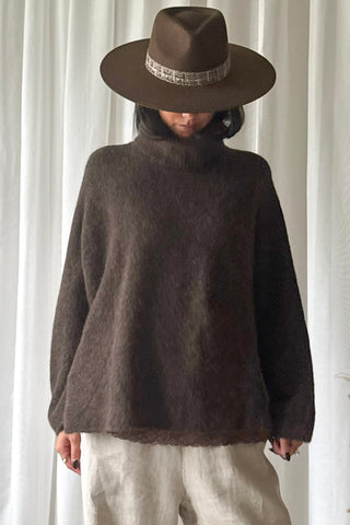 Marlene alpaca blend polo jumper, coffee
