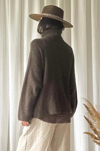 Marlene alpaca blend polo jumper, coffee