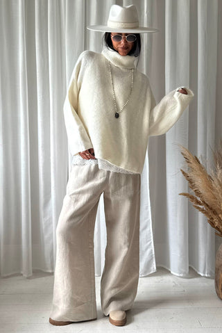Marlene alpaca blend polo jumper, off white