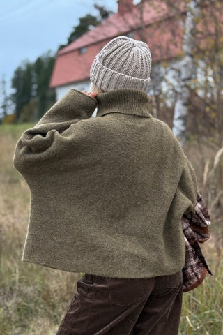 Marlene alpakkasekoitepooloneule, olive green