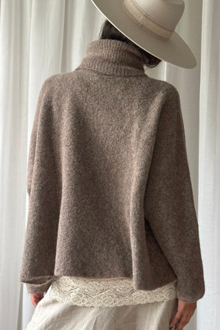 Marlene alpaca blend polo jumper, taupe