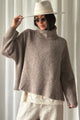 Marlene alpaca blend polo jumper, taupe