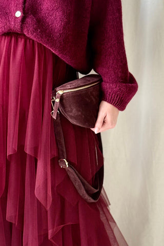 Marnie suede crossbody bag, red wine