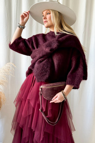 Marnie suede crossbody bag, red wine