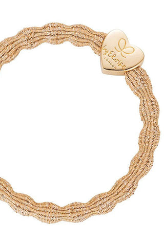 Metallic gold heart hiuslenkki, hiekka