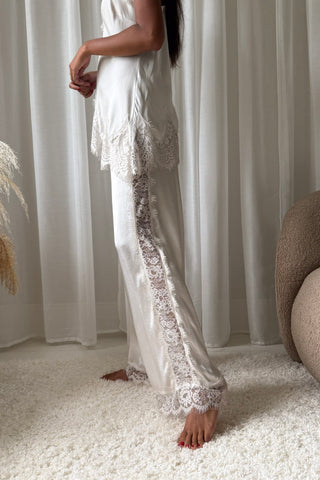 Midnight Lace satiinihousut, champagne