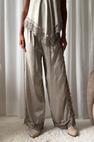 Midnight Lace satiinihousut, taupe