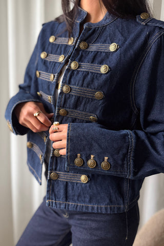 Military denim jacket, blue