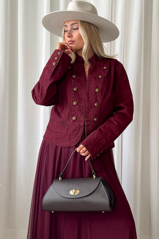 Military cotton jacket, burgundy