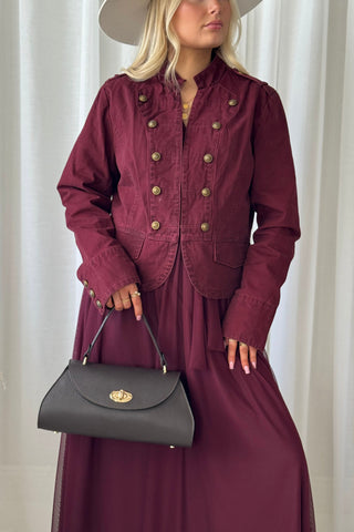 Military cotton jacket, burgundy