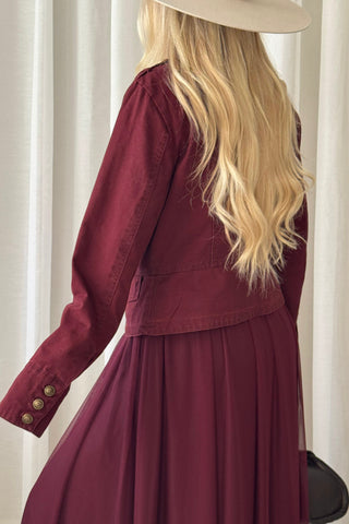 Military cotton jacket, burgundy