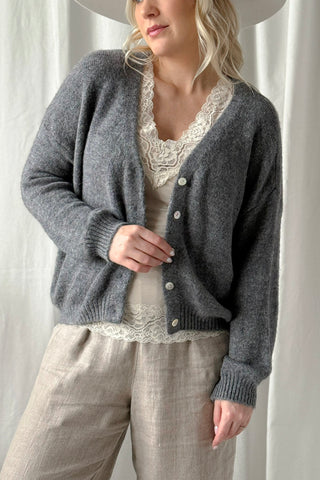 Mima alpakka neuletakki, harmaa