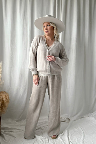 Mima alpakka neuletakki, light beige