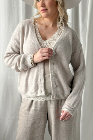 Mima alpakka neuletakki, light beige