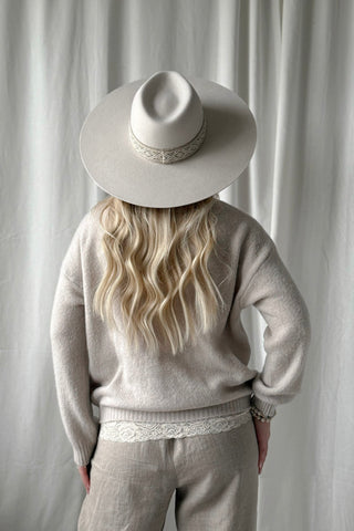 Mima alpakka neuletakki, light beige