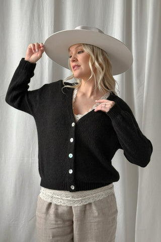 Mima alpakka neuletakki, musta