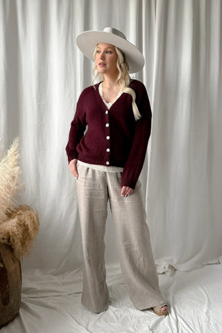 Mima alpakka neuletakki, red wine