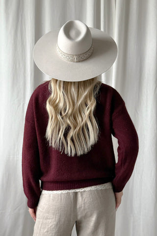 Mima alpakka neuletakki, red wine