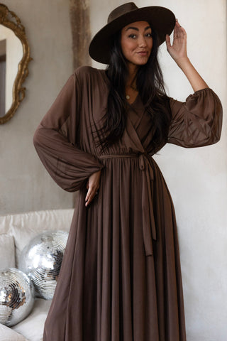 Monterosso tulle dress, coffee