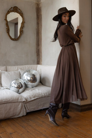 Monterosso tulle dress, coffee