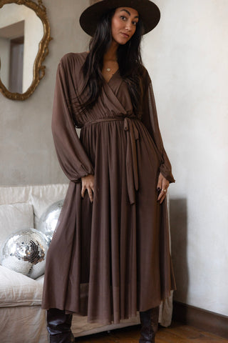 Monterosso tulle dress, coffee