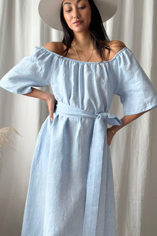 Moraira pellavamekko, oxford blue