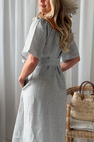 Moraira pellavamekko, blue stripe