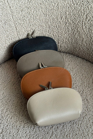 Leather toiletry bag, taupe