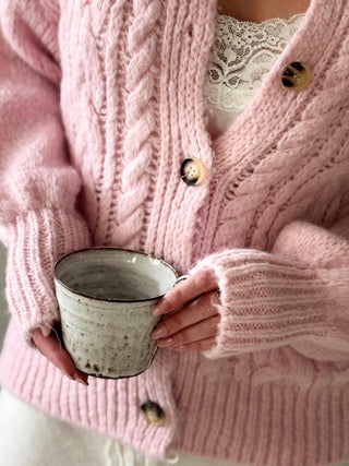 Naomi palmikkoneuletakki, baby pink