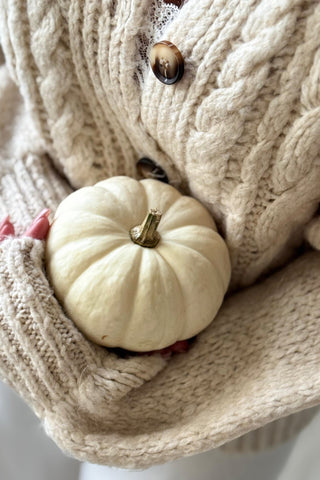 Naomi cable knit cardigan, off white