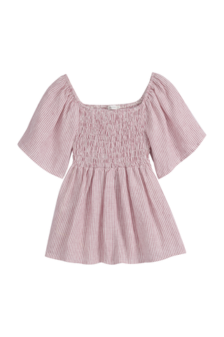 Oaklyn linen shirt, pink stripe 