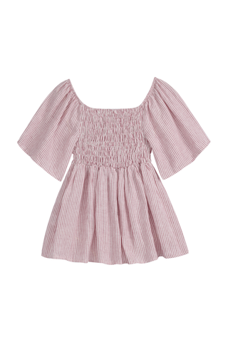 Oaklyn linen shirt, pink stripe 