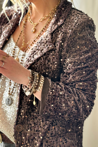 Obsession paljettibleiseri, coffee