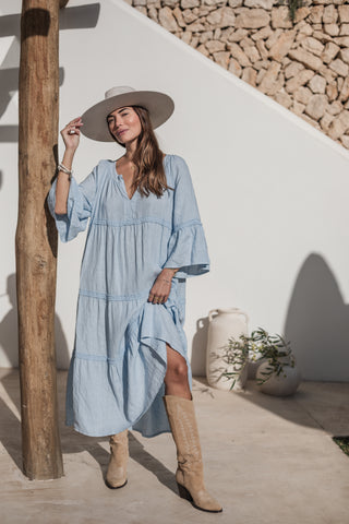 Octavia Linen dress, light blue