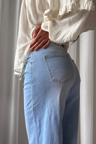 Palazzo wide leg jeans, light wash