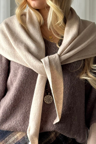 Paljetti kolmiohuivi, beige