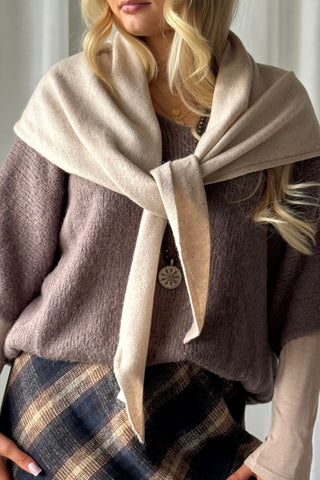 Paljetti kolmiohuivi, beige