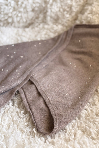 Sequin Triangle Scarf, taupe