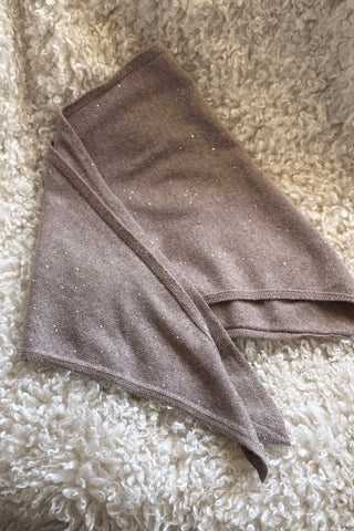 Sequin Triangle Scarf, taupe