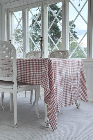 Linen tablecloth, pepperosa check