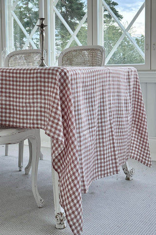 Linen tablecloth, pepperosa check
